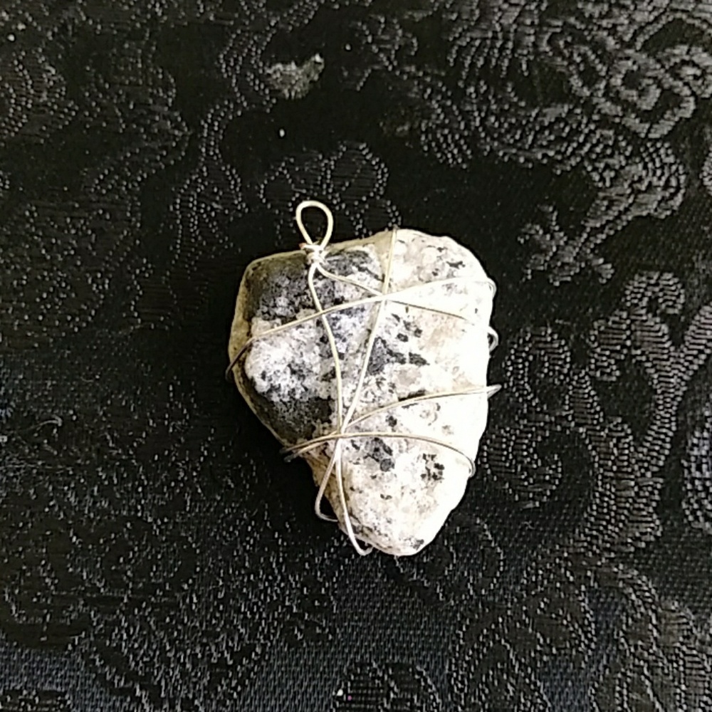 Large blue and white healing stone wire wrapped cr